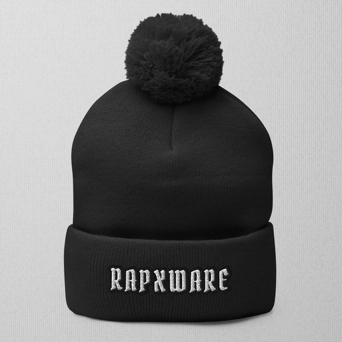 pom-pom-knit-cap-black-front-  display picture 1